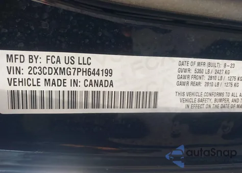 2023 Dodge Charger Gt Awd from USA, damaged, VIN 2C3CDXMG7PH644199